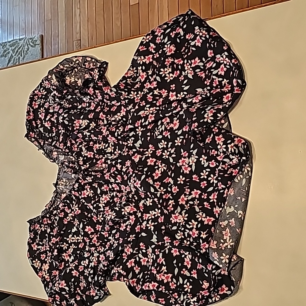 Navy blue floral blouse